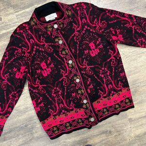 Vintage Brenda‎ Lewis Petites Cardigan Sweater Women Size Large USA Made Holiday